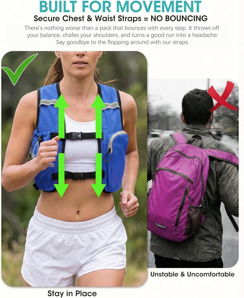 VPBAGE Store Foldable Small Hiking Backpack with 3 Strap Pockets – Lightweight 300D Spill-proof Daypack for Men Women – Packable Small Travel Backpack with Chest Strap & Trekking Pole Holder – Durable Outdoor Bag - Image 3